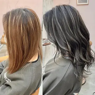 ミディアム カラー 縮毛/レイヤー 韓国/橋口のヘアスタイル