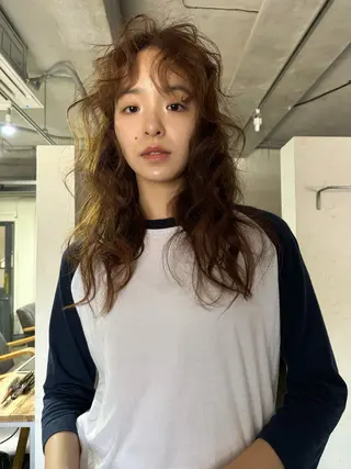 ロング カラー パーマ ヘアアレンジ 丸山渉/パーマ エフェクトブリーチのヘアスタイル