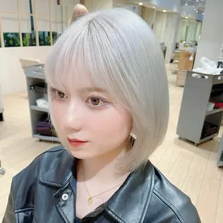 ミディアム カラー 割れない顔まわり 小顔カット難波のヘアスタイル