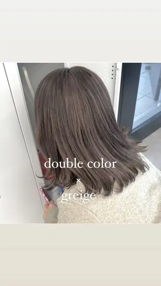 ミディアム 切りっぱなしボブイヤ リングカラー清水隆央のヘアスタイル