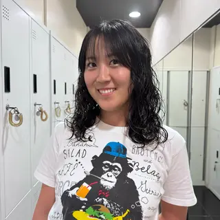 セミロング パーマ カーリーパーマ/ 透明ｶﾗｰ/MIKUのヘアスタイル