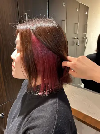 ミディアム カラー 暖色カラー🍒🌷 hitomiのヘアスタイル