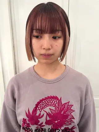 カラー ブリーチカラー🎀 韓国風/寺門美優のヘアスタイル