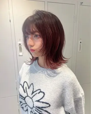 ミディアム ブリーチ/ウルフ ハッシュカット/石山のヘアスタイル