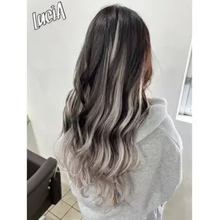 ロング カラー ヘアアレンジ MISAKIエクステ ブリーチ\5900のヘアスタイル