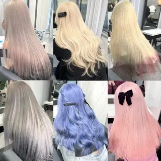 ロング カラー エクステ🩵ブリーチ 韓国ヘア🩵KAEのヘアスタイル