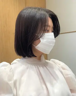 ミディアム カラー パーマ ヘアアレンジ 小野寺瑞希 /最小顔カットのヘアスタイル