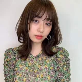 ミディアム カラー 透明感/オリーブ/ グレージュ/YUKAのヘアスタイル