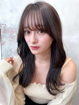 セミロング カラー 顔周り/くびれヘア 韓国ヘア💕風間るなのヘアスタイル