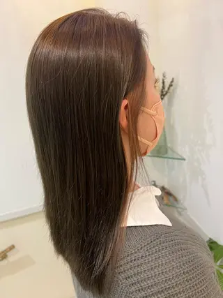 セミロング カラー ブリーチしない暖色 カラー🥀杉 優菜のヘアスタイル