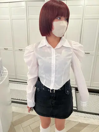 カラー ブリーチカラー🎀 韓国風/寺門美優のヘアスタイル