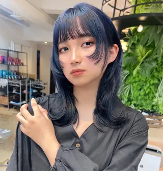 セミロング カラー Pocket仙台 💚モエリのヘアスタイル