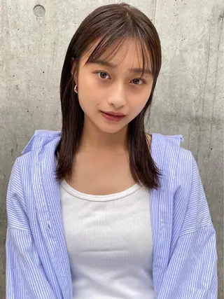 ミディアム ✨色持ちの良い艶 カラー✨蟹江真世のヘアスタイル