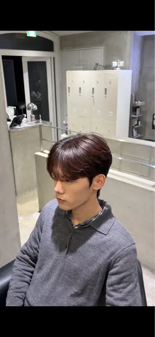 メンズ 韓国レイヤーカット/ 暗髪カラー/林 竜翔のヘアスタイル