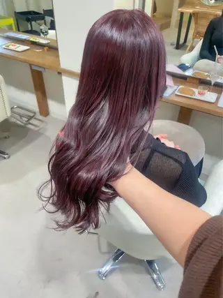 ロング カラー ヘアアレンジ shu ラベンダー/ピンクのヘアスタイル