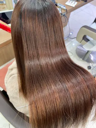 ロング パーマ 長妻莉央/縮毛矯正 髪質改善カラーのヘアスタイル