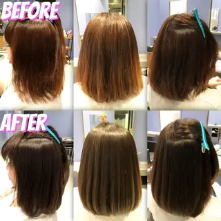 ミディアム カラー パーマ ブリーチ縮毛矯正/ デサキ ショウヘイのヘアスタイル