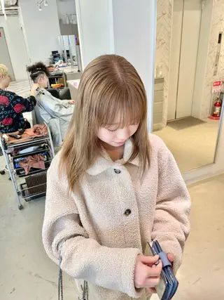 ミディアム カラー パーマ&ブリーチ /飯牟田/GEAR.のヘアスタイル