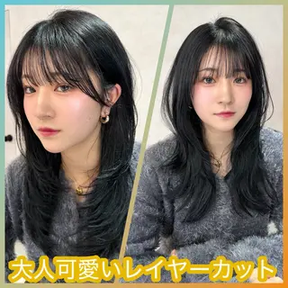 ロング カラー 新島 涼のヘアスタイル