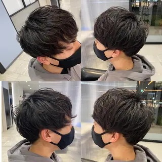 ショート パーマ ヘアアレンジ メンズ 金森 斗夢のヘアスタイル