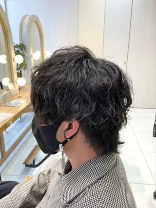 ミディアム パーマ メンズ 本厚木｜縮毛矯正/ 酸性スト専門サロンのヘアスタイル