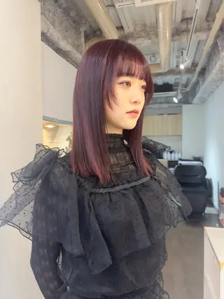 セミロング カラー レイヤー/顔周り /いいぬまみかのヘアスタイル