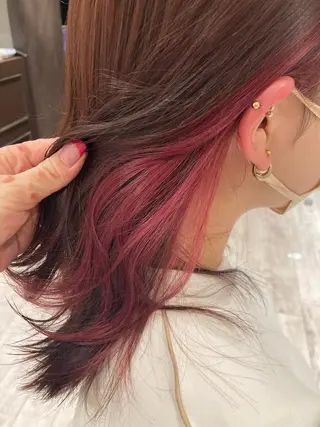 ミディアム カラー 曲がる縮毛矯正 LIBER 　岩名のヘアスタイル