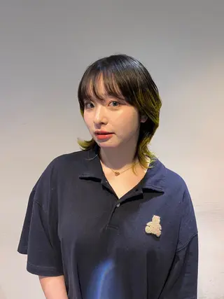 ミディアム カラー 武井　弘希 ブリーチなしカラー✨のヘアスタイル