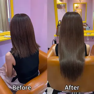 ロング シール＋ちび編み込み エクステ梅田🐨のヘアスタイル