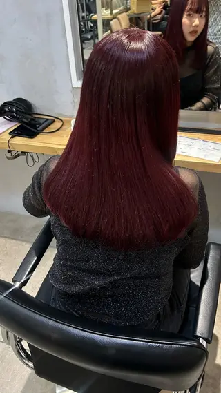 セミロング カラー じゅわっと暖色カラー 🍊Moemiのヘアスタイル