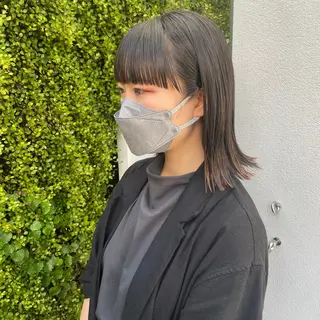 ミディアム カラー パーマ ヘアアレンジ メンズ キッズ ネイル マツエク・マツパ アイブロウ casane所属・暖色・前髪カット 🎗️佐藤ゆみこのヘアスタイル