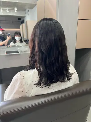 セミロング パーマ ボブパーマコテ巻き風 パーマNo1深江秀平のヘアスタイル