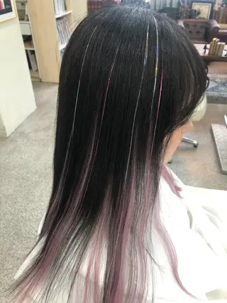 ロング カラー エクステ ハイトーン 💭黒崎ハルカのヘアスタイル