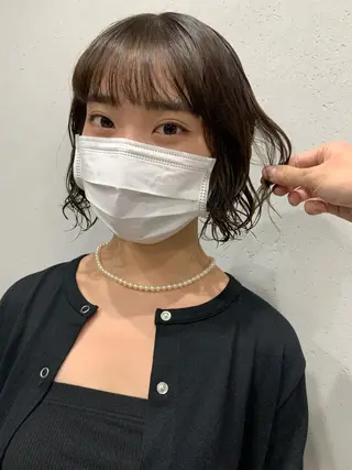 ミディアム パーマ ボブパーマコテ巻き風 パーマNo1深江秀平のヘアスタイル