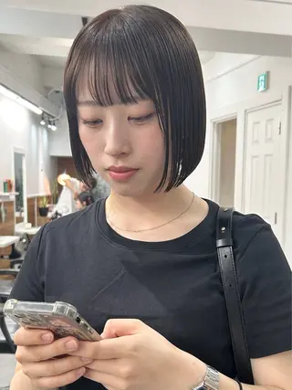 ミディアム カラー レイヤーボブ/ 艶カラー/サナ🌼のヘアスタイル