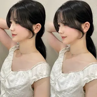 ロング ハッシュカット🖤 レイヤー/透けカラーのヘアスタイル