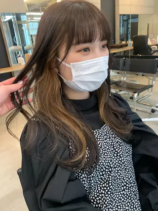 ミディアム カラー 透明感/オリーブ/ グレージュ/YUKAのヘアスタイル