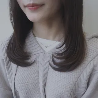 セミロング レイヤー/顔周り カット/松岡 祥利のヘアスタイル