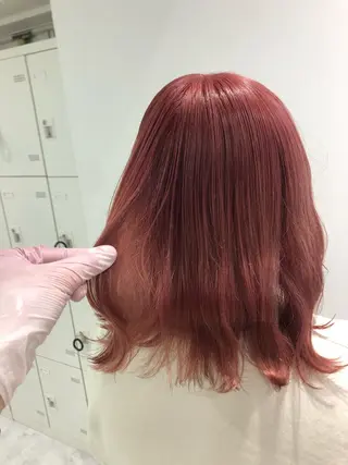 セミロング カラー パーマ ヘアアレンジ ネイル マツエク・マツパ 韓国風ベージュ🤎 赤みなし🌿横浜🤎のヘアスタイル