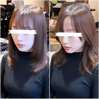 セミロング ブリーチなしダブル/ レイヤーカット 小棹のヘアスタイル