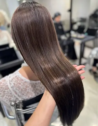 セミロング カラー パーマ ヘアアレンジ 透明感/オリーブ/ グレージュ/YUKAのヘアスタイル