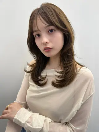 ミディアム 顔まわりカット/艶髪 カラー✨けいとのヘアスタイル