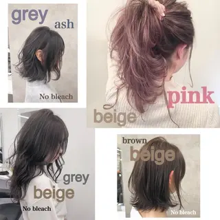 ミディアム カラー ヘアアレンジ 柔らかbeige モトキのヘアスタイル