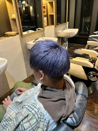 ショート カラー メンズ 夜に通える 理容室山崎健立のヘアスタイル