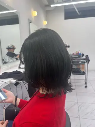 ミディアム カラー パーマ ヘアアレンジ メンズ キッズ ブリーチなしカラー/ ブラウン/レイヤーのヘアスタイル