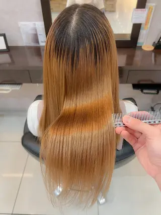 ロング 福岡縮毛矯正✨️ ストレート 向井和輝のヘアスタイル