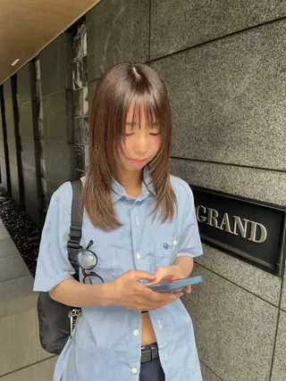 セミロング カラー AMNESIA三軒茶屋所属・おがわ ともひさのヘアスタイル