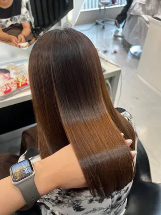 ロング 韓国風顔まわり/ベー ジュ/マツエク♡美咲のヘアスタイル