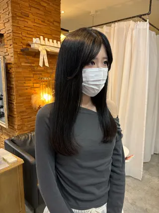 ロング 顔周りカット ピンク カラー♡りりのヘアスタイル