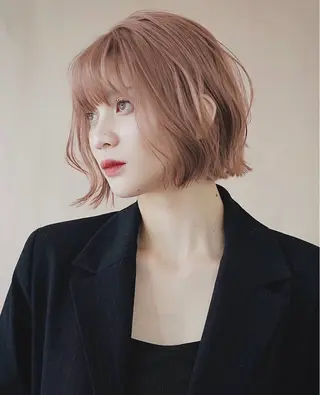 ショート カラー ヘアアレンジ 栄💗レイヤーカット ｜韓国風｜haruのヘアスタイル